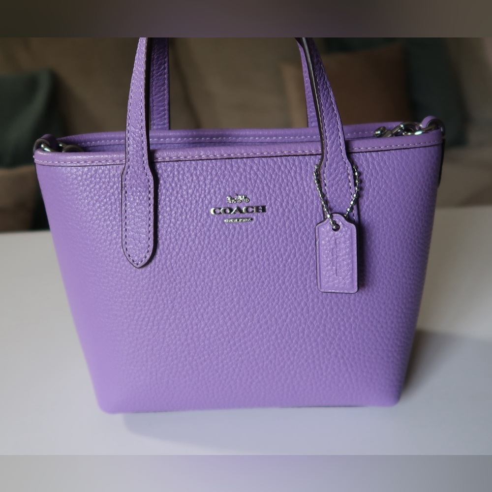 Coach City Mini Leather Tote Bag color Iris